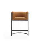 Cosmopolitan Metal Upholstered Counter Stool in Camel