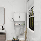 Bathroom Wall Cabinet with Doors, Adjustable Shelf, Towel Bar and Paper Holder