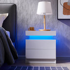 LED Nightstand with 2 Drawers for Bedroom