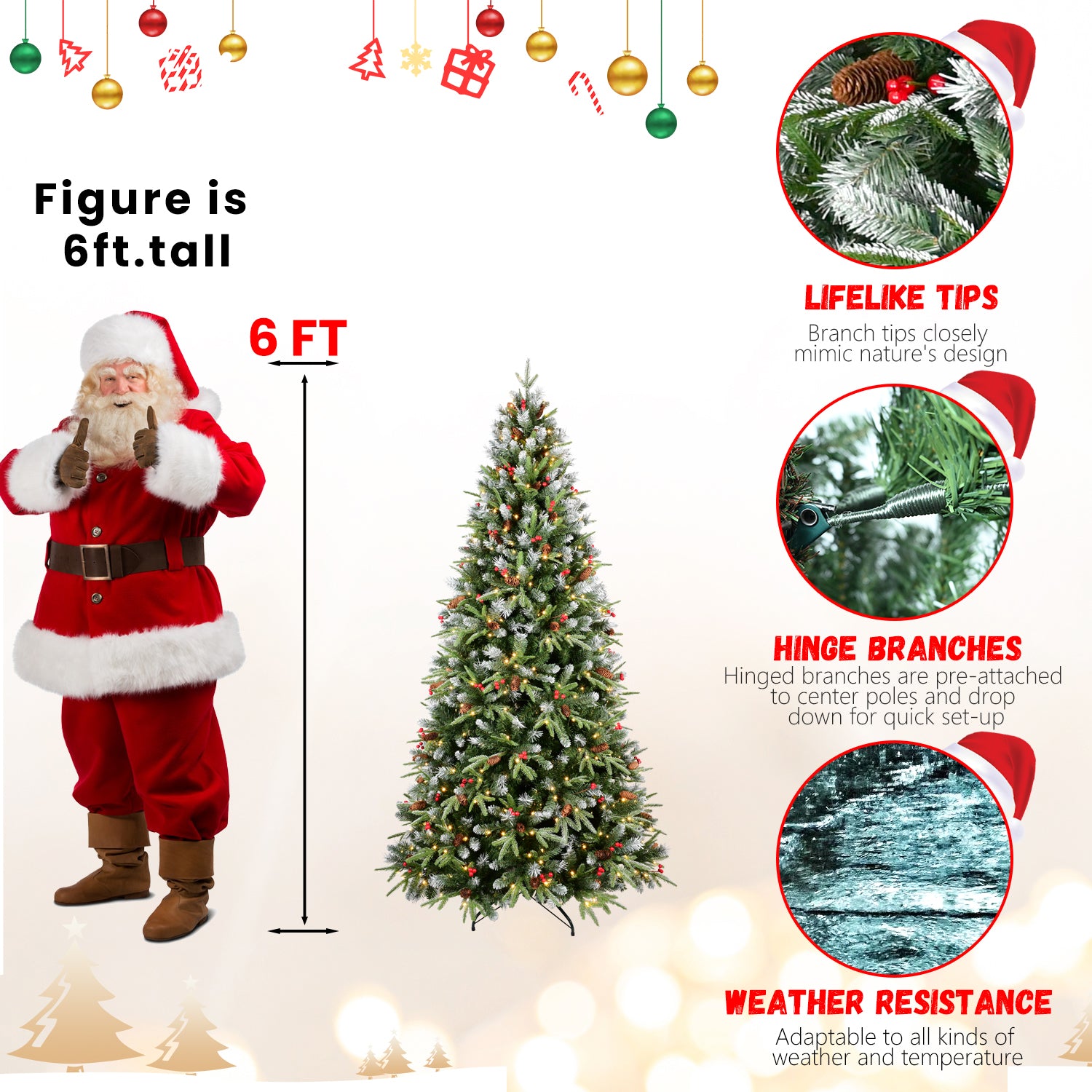 5FT Christmas Tree with 250 Warm Lights