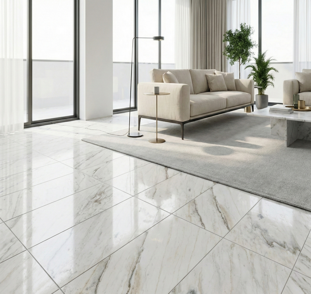 12x24 White Polished Marble Tile