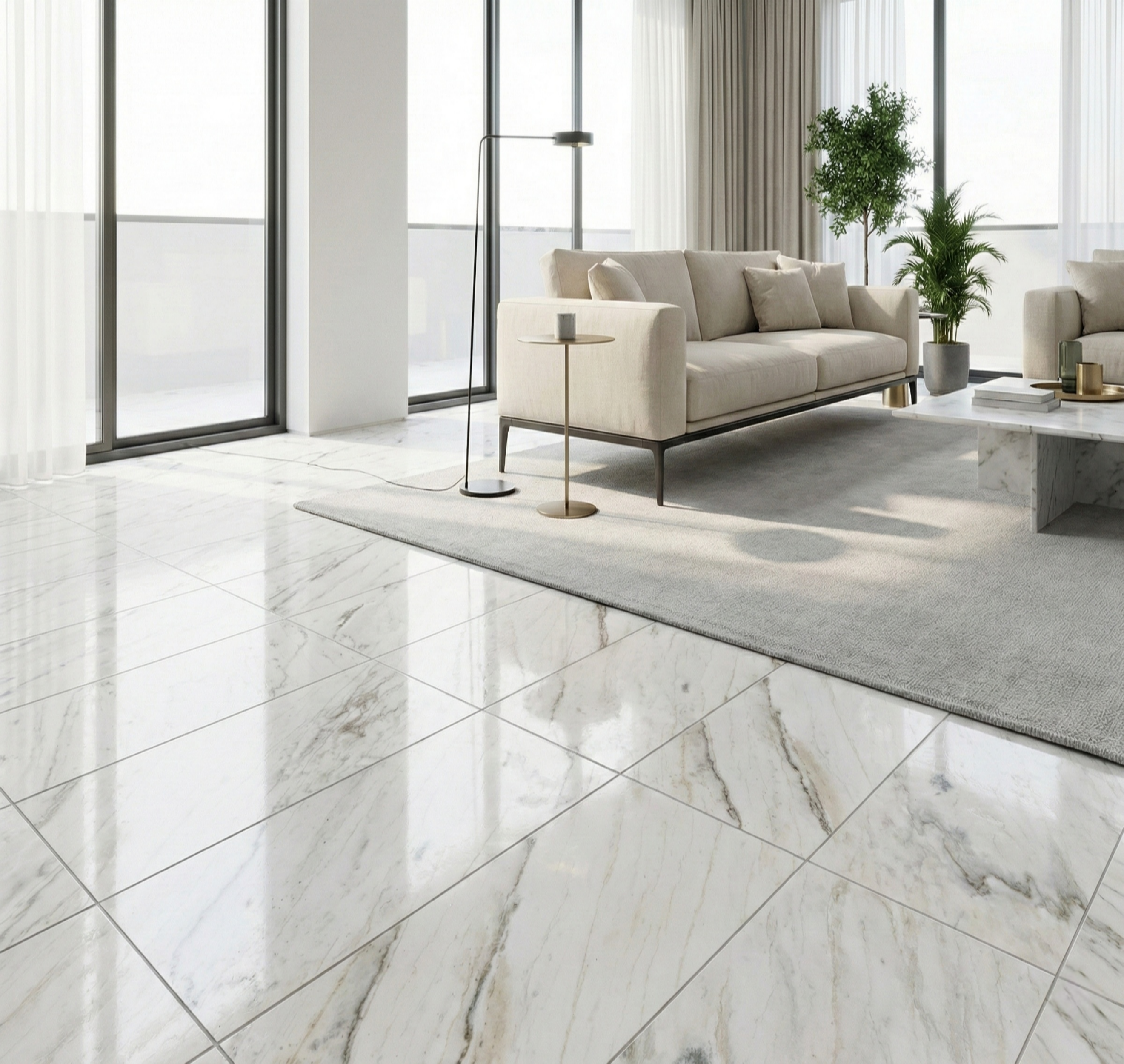 12x24 White Polished Marble Tile