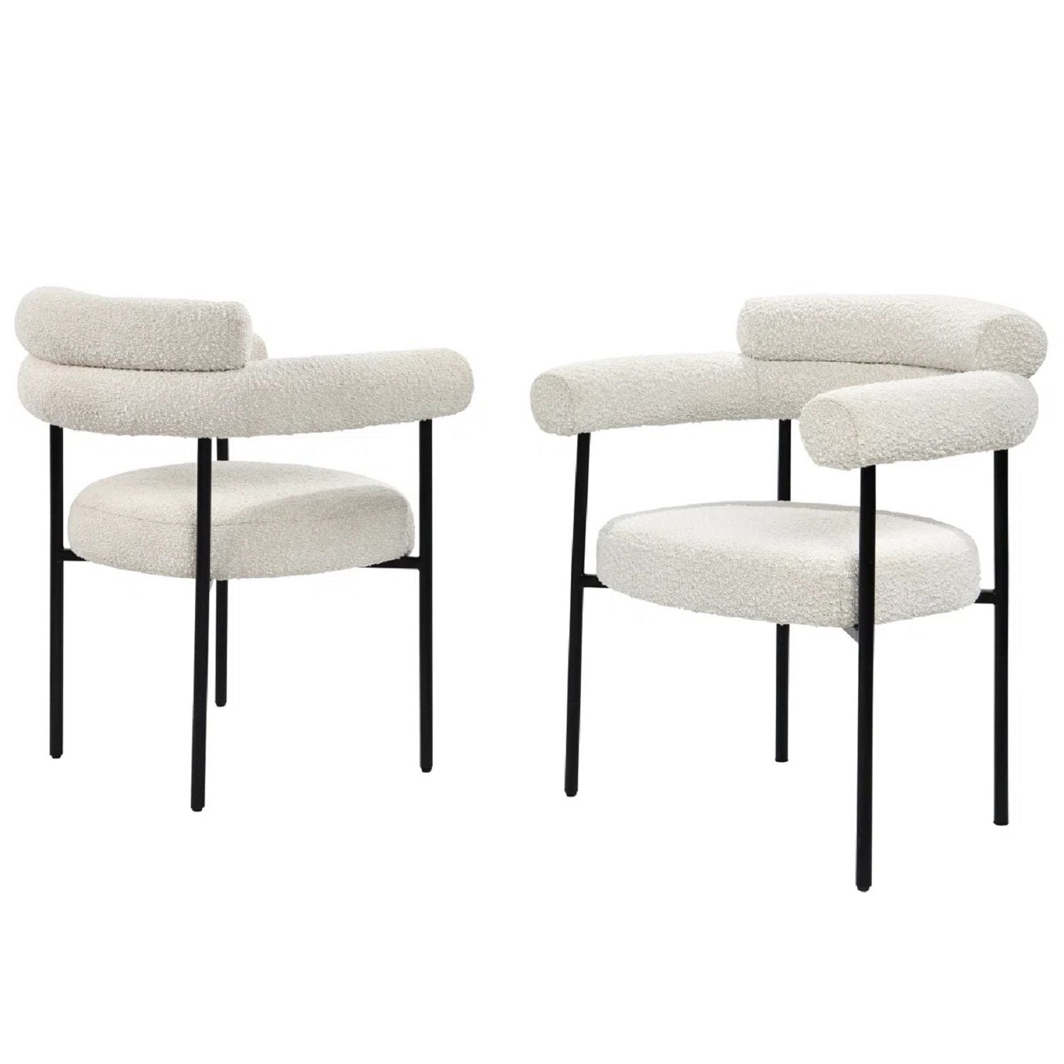 Kitchen Dining Chair With Armrest (Set of 2) - Black / Cream