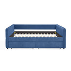 Queen Size Daybed with Two Drawers - Upholstered Tufted Sofa Bed