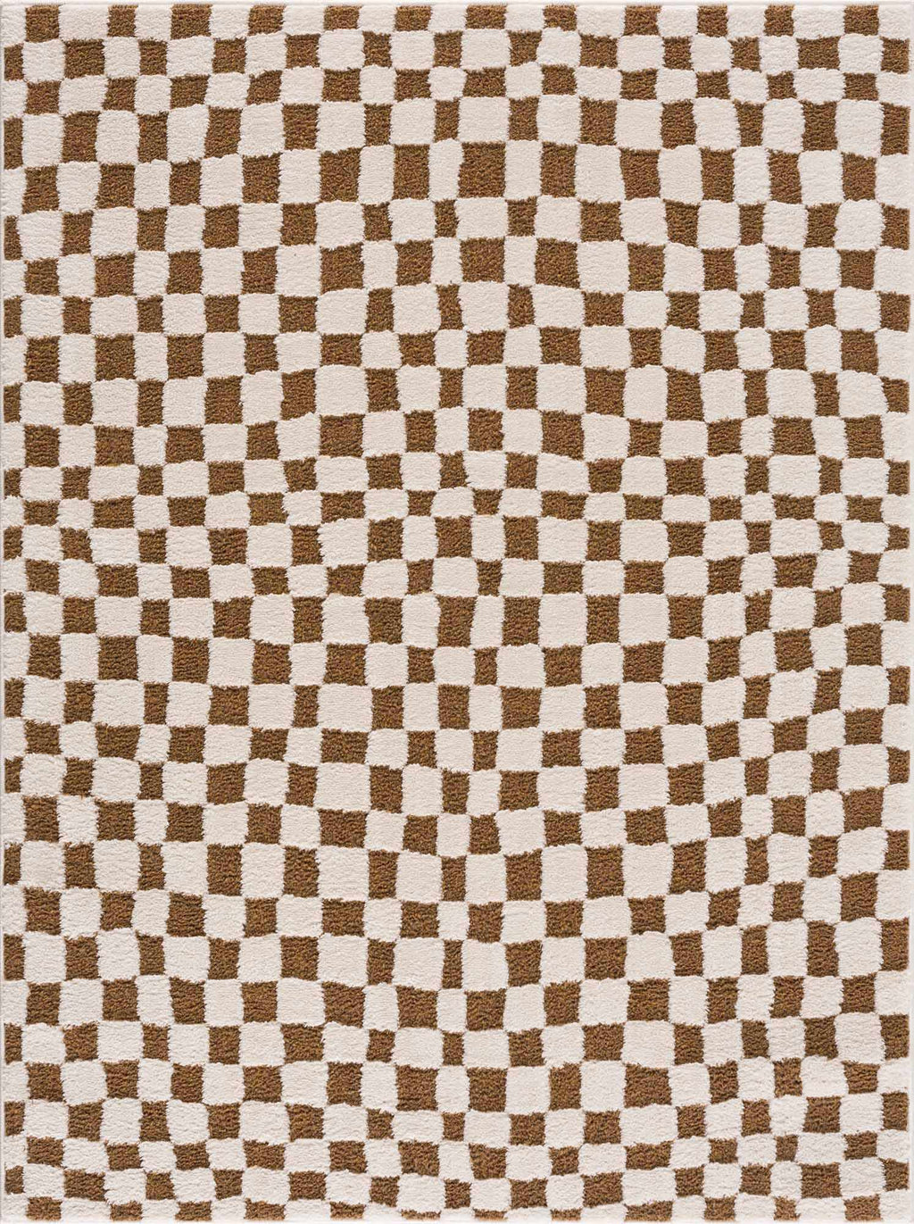 Lajos Brown Checkered Shag Rug - Clearance
