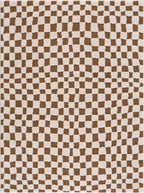 Lajos Brown Checkered Shag Rug - Clearance