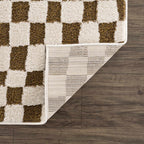 Lajos Brown Checkered Shag Rug - Clearance