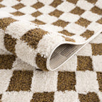 Lajos Brown Checkered Shag Rug - Clearance