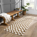 Lajos Brown Checkered Shag Rug - Clearance