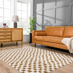 Lajos Brown Checkered Shag Rug - Clearance