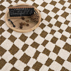 Lajos Brown Checkered Shag Rug - Clearance