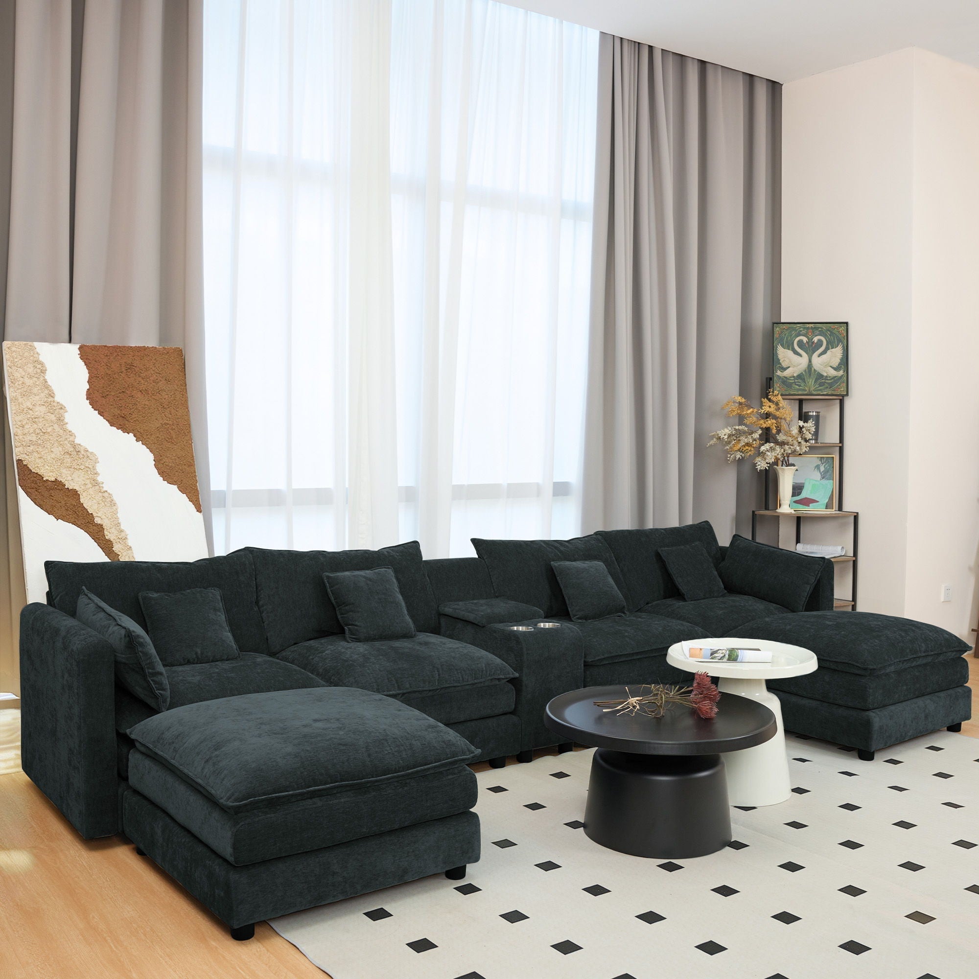 U Shaped Sectional Cloud Couch for Living Room