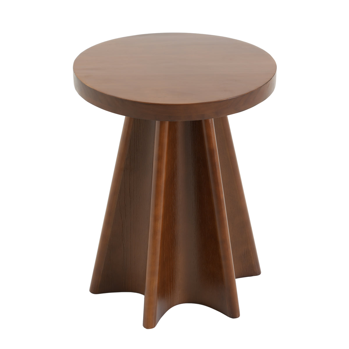 Flower Shaped Solid Pine Round Side Table, Decor Accent End Table for Living Room Bedroom