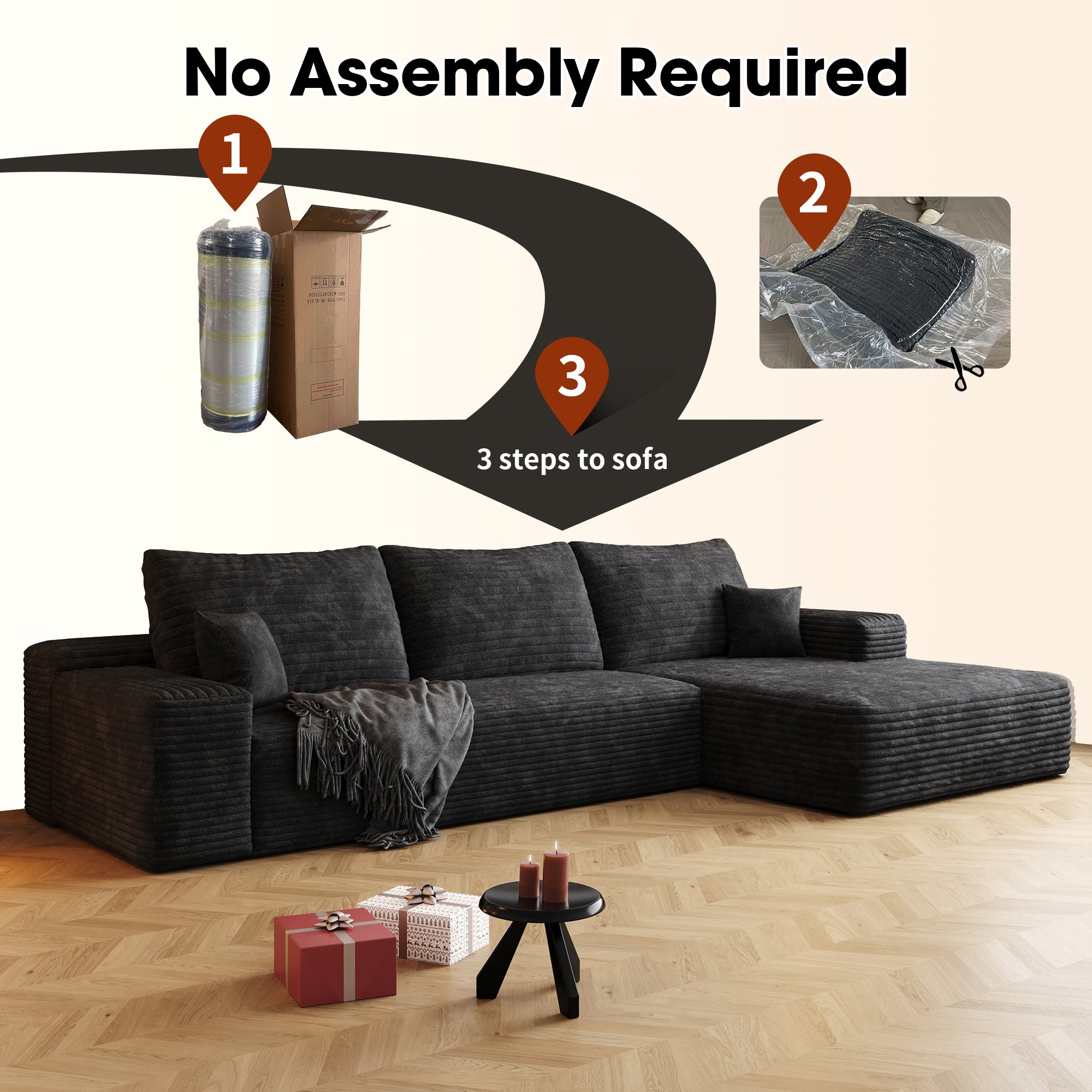 107" Cloud Sectional Couch with L-Shape Chaise