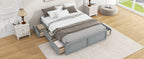 Wood Queen Size Platform Bed Frame with 6 Drawers