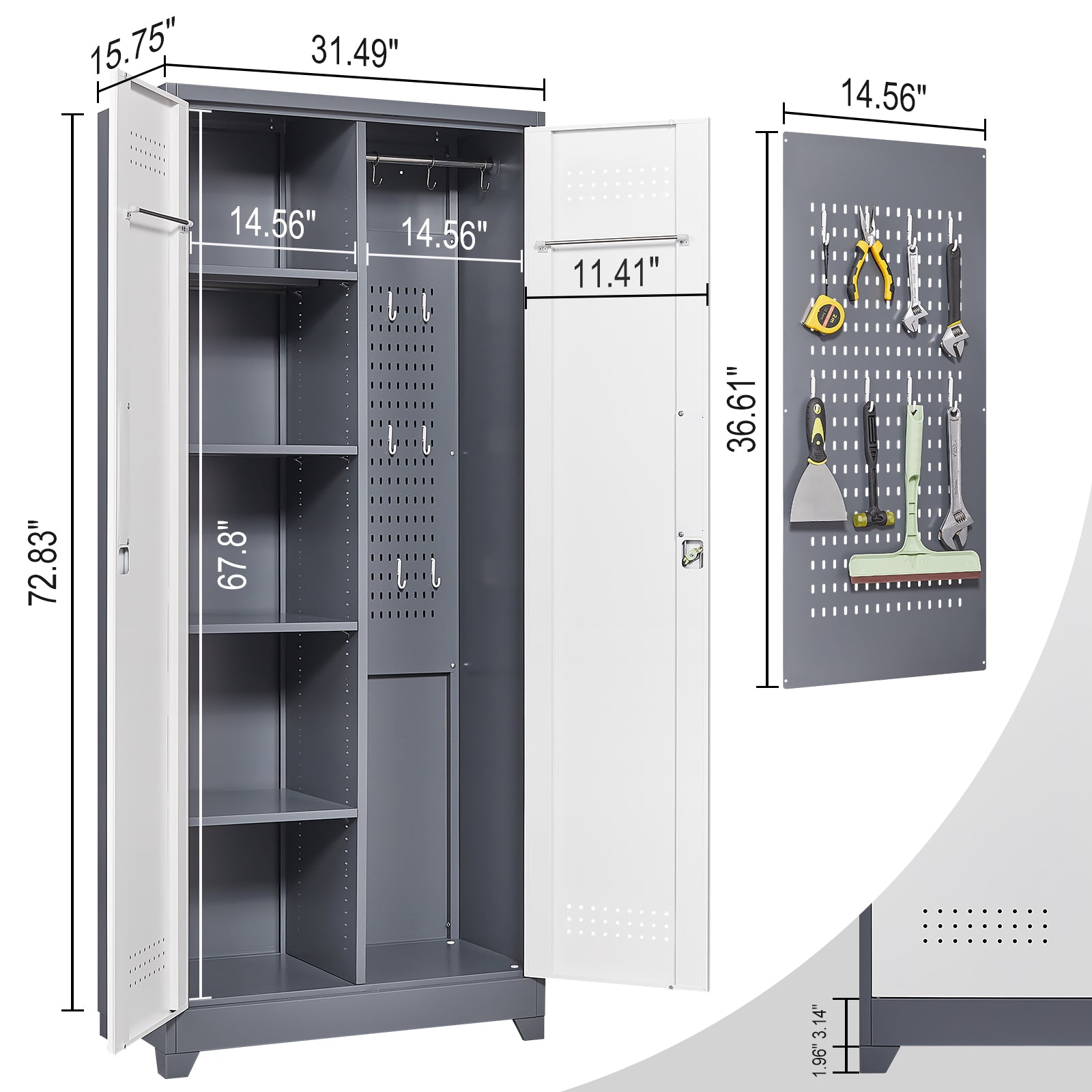 Gray Metal Lockers with Locking Doors