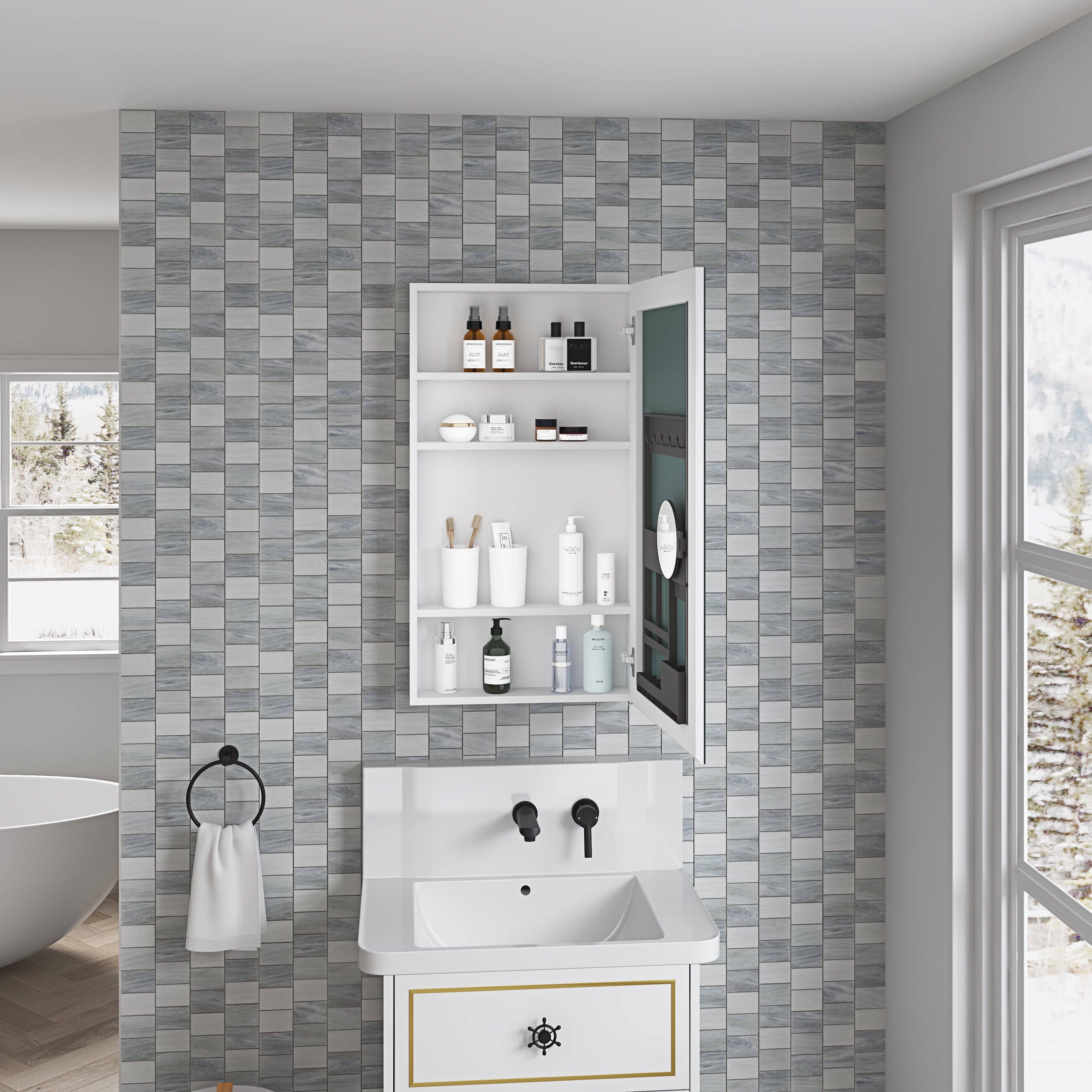 Frameless Mirror Medicine Cabinet - 20'' W x 36'' H