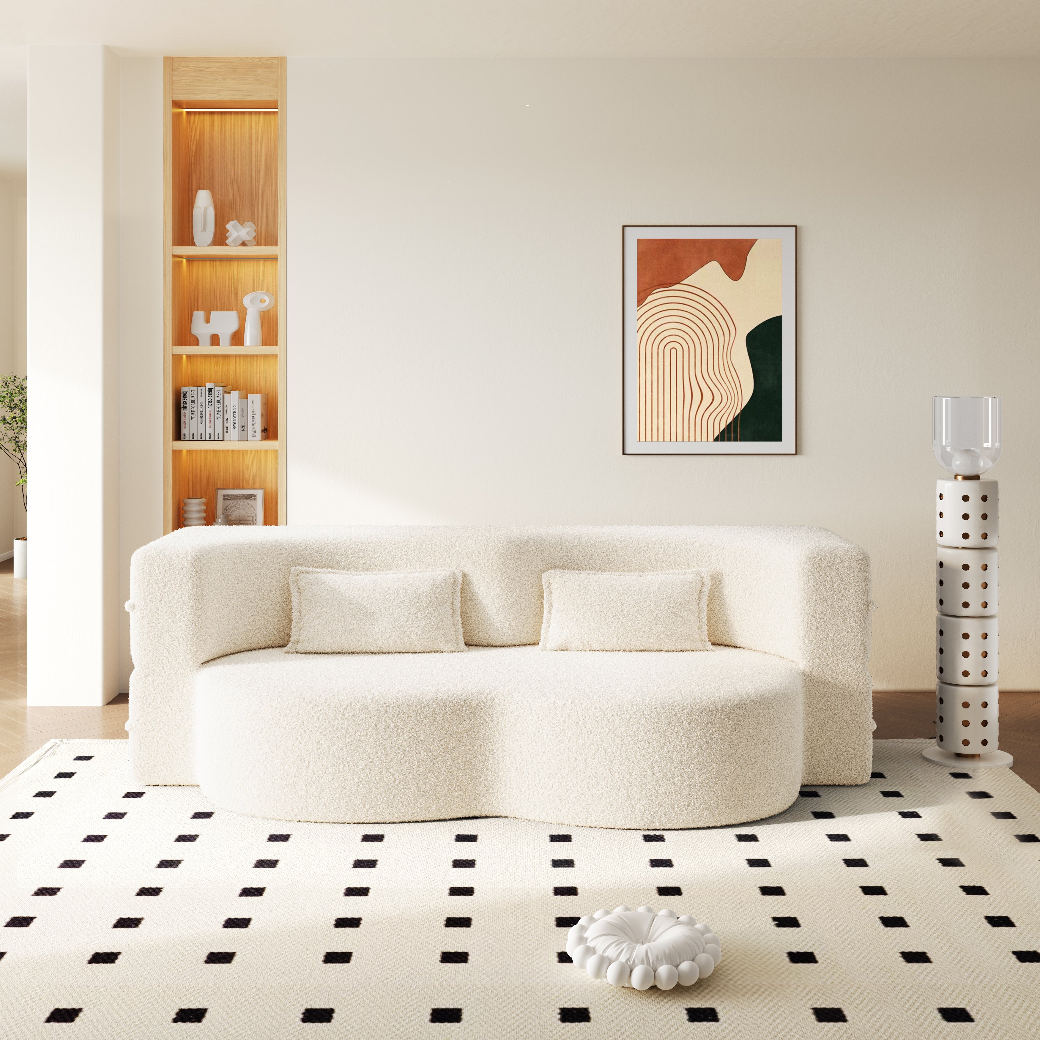 Modern Floor Sofa with Twin Size Folding Mattress