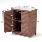 Potting Bench with Storage Cabinet and Metal Table Top