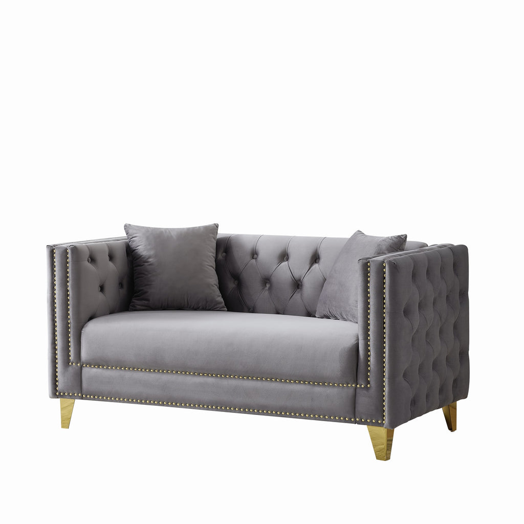 58" Chesterfield Velvet Sofa - 2 Seater Modern Loveseat