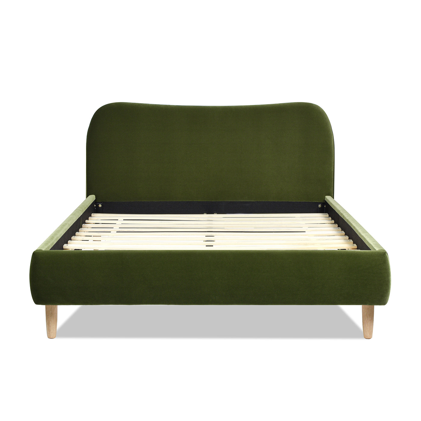 Roman Curved Headboard Upholstered Platform Bed, Queen, Olive