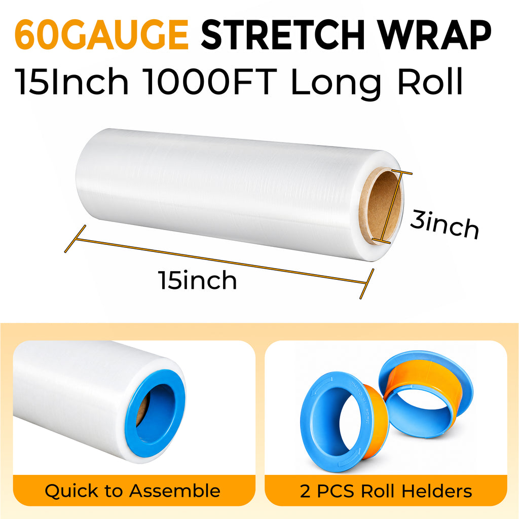 Stretch Wrap Stretch Film Roll - 1000ft Industrial Strength