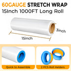 Stretch Wrap Stretch Film Roll - 1000ft Industrial Strength