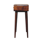Solid Wood Chestnut Curved Hallway Table, 2-Drawers, Nordic Legs