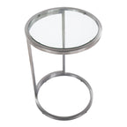 Round Zenn End Table in Stainless Steel with Clear Glass Table Top