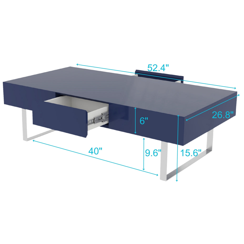 High Gloss Coffee Table - 52.4" x 26.8" x 15.6"
