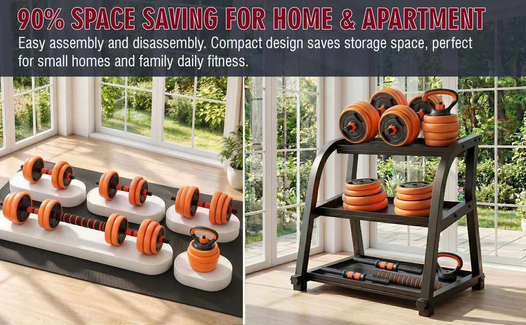66LB Adjustable Dumbbell Set, 4-in-1 Convertible Weights