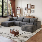 134" Cloud Sofa - Dark Grey Corduroy Fabric