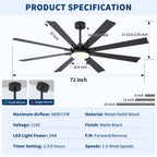 72 Inch Modern Minimalism Ceiling Fan