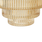 D5.9x6.7" Tiered Geometric Amber Luster Clear Vase, Set of 2