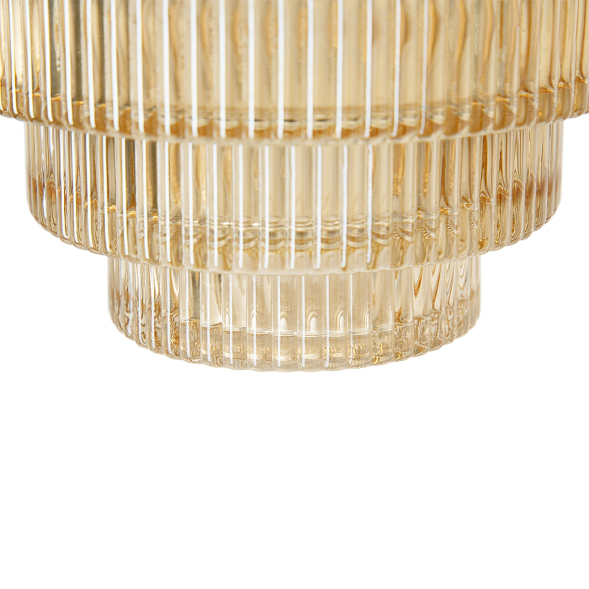 D5.9x6.7" Tiered Geometric Amber Luster Clear Vase, Set of 2