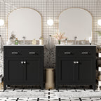 60" Modern Black Bathroom Vanity Set