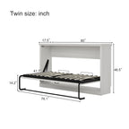 Twin Size Horizontal Murphy Bed in Rustic White