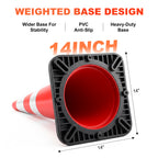 36" Heavy-Duty Traffic Cones with Reflective Collars - 4 Pack