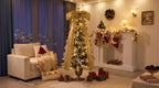 6FT Pre-Lit Flocked Christmas Tree with Real Pine Cones