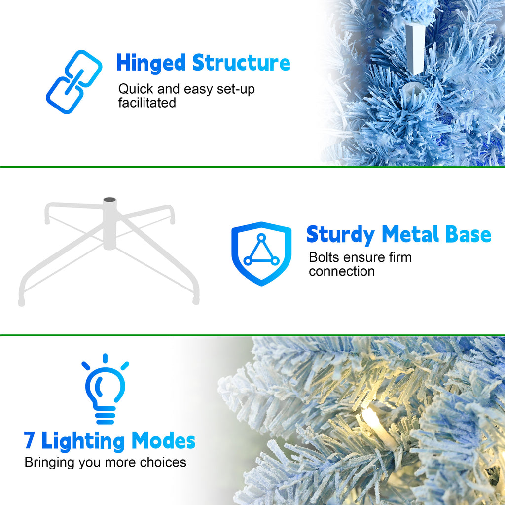 7FT Elegant Blue Gradient Flocked Christmas Tree