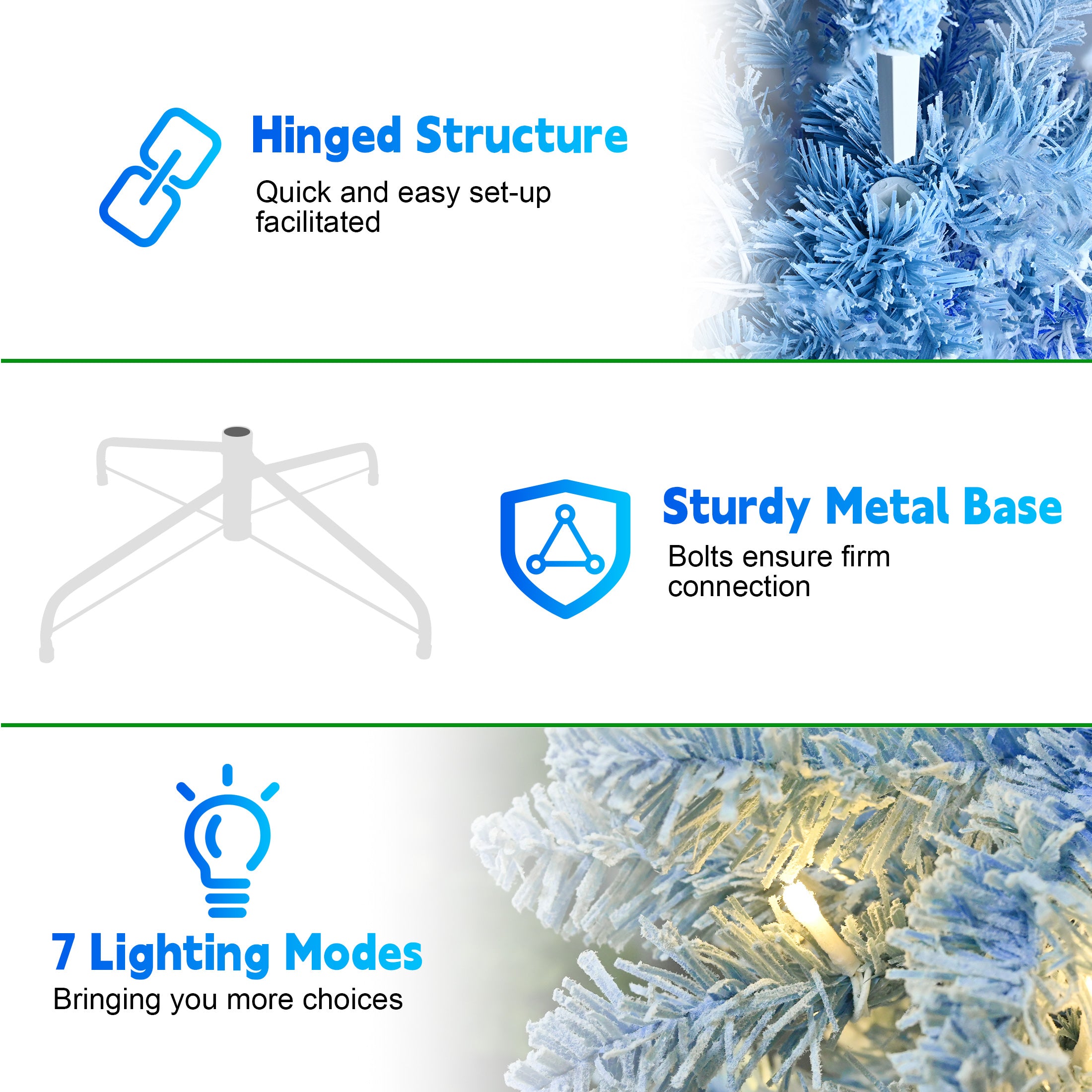 7FT Elegant Blue Gradient Flocked Christmas Tree