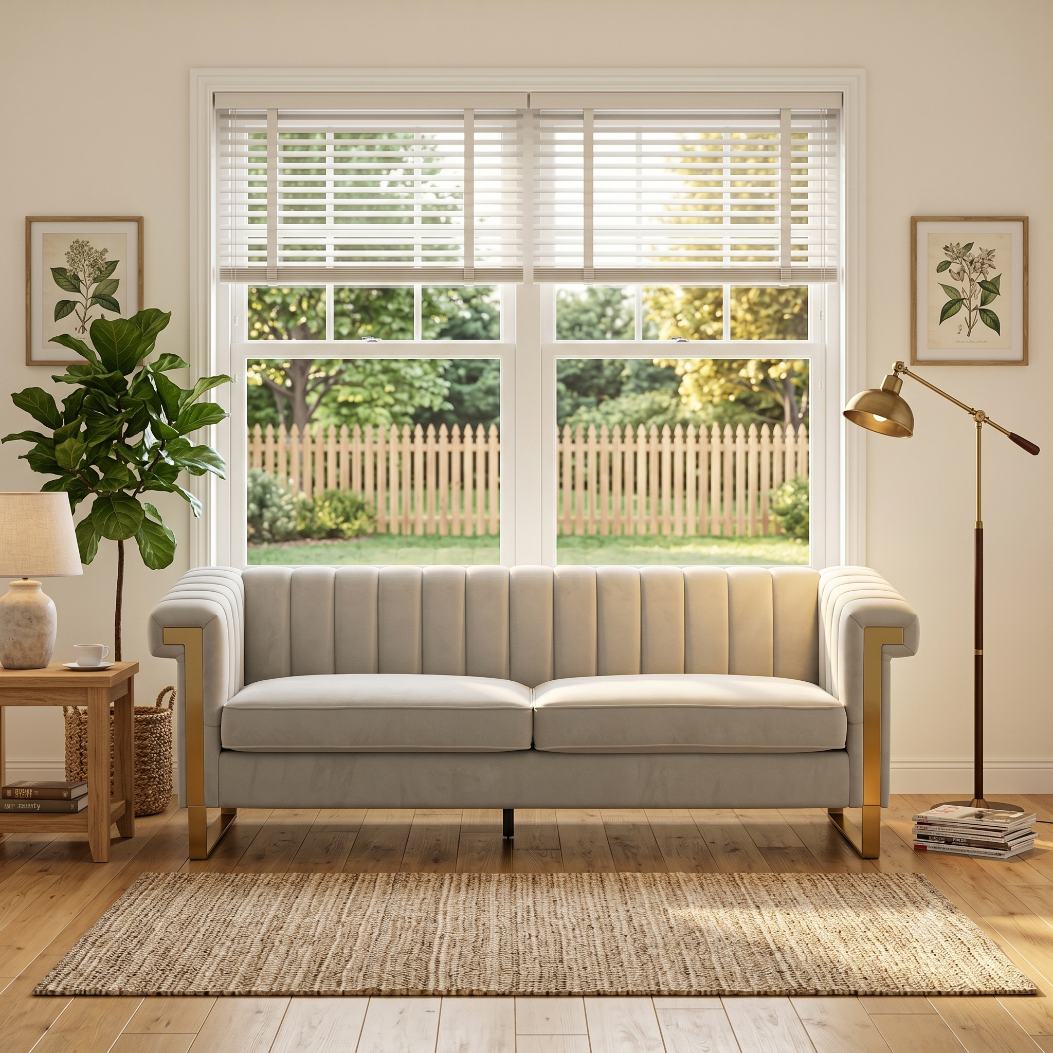 FX-P81B-CW Velvet Sofa