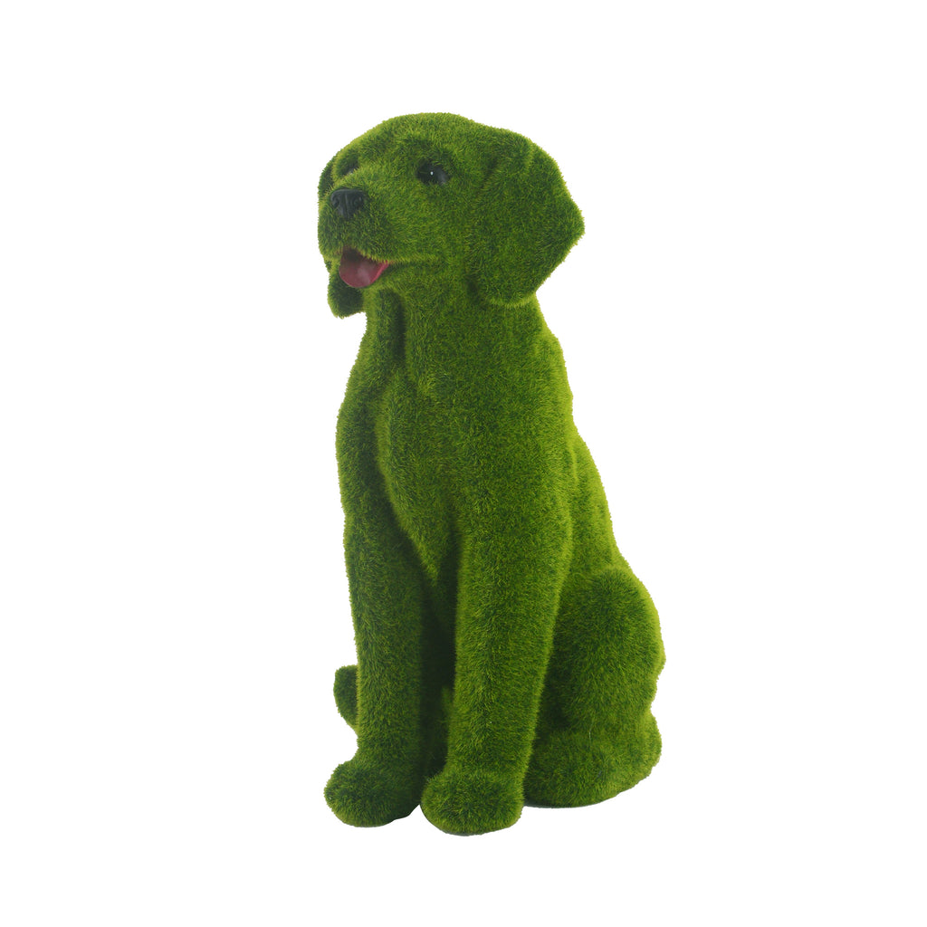 Flocked Dog Garden Statue - 13.78" Resin Figurine