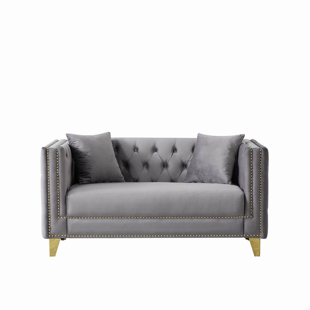 58" Chesterfield Velvet Sofa - 2 Seater Modern Loveseat
