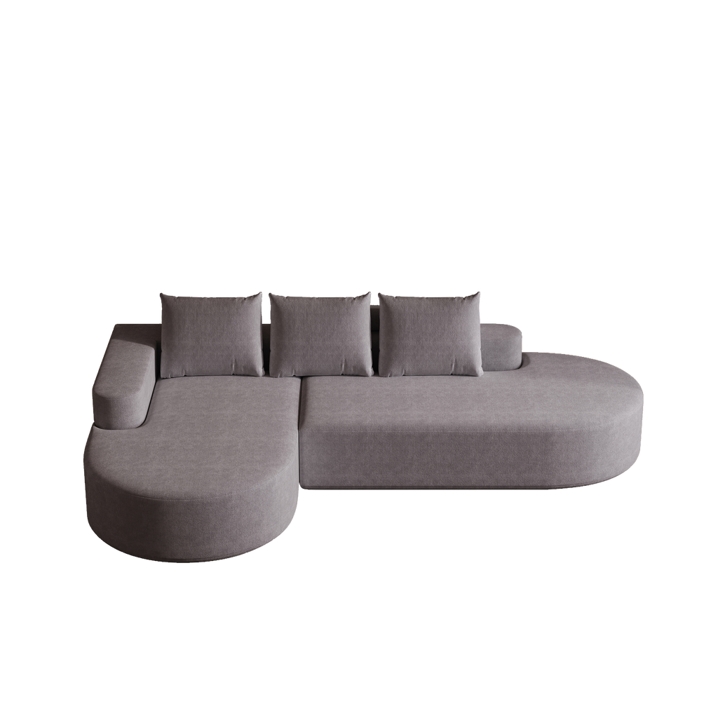 Modern Curved Chenille Upholstered Sectional Sofa