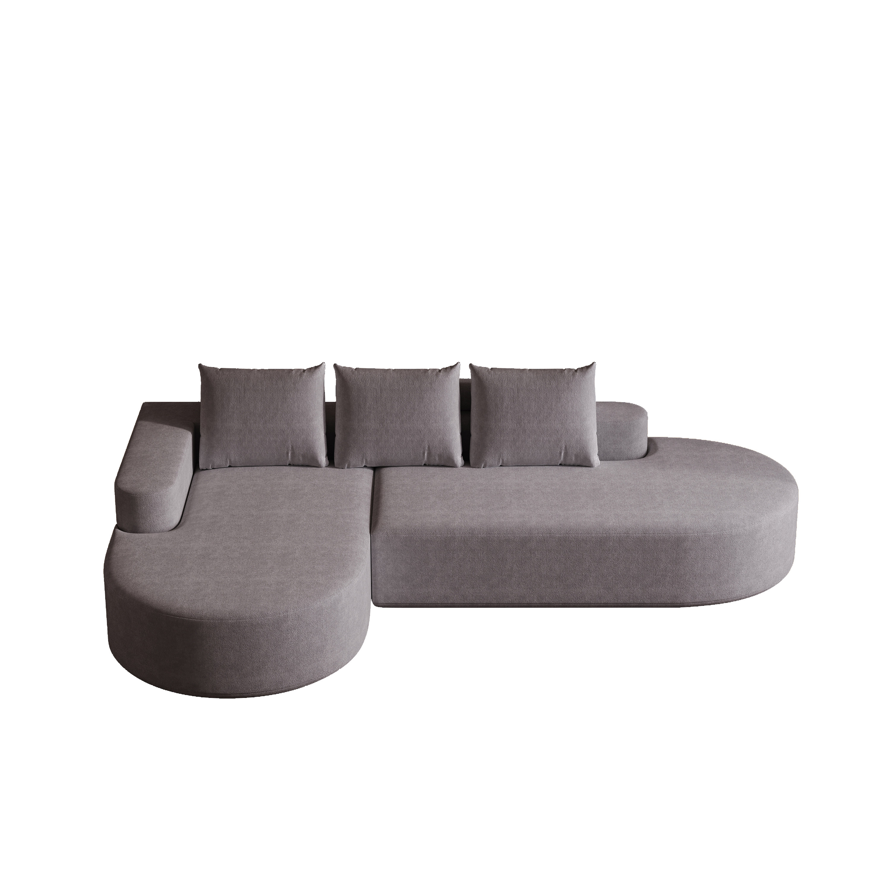 Modern Curved Chenille Upholstered Sectional Sofa