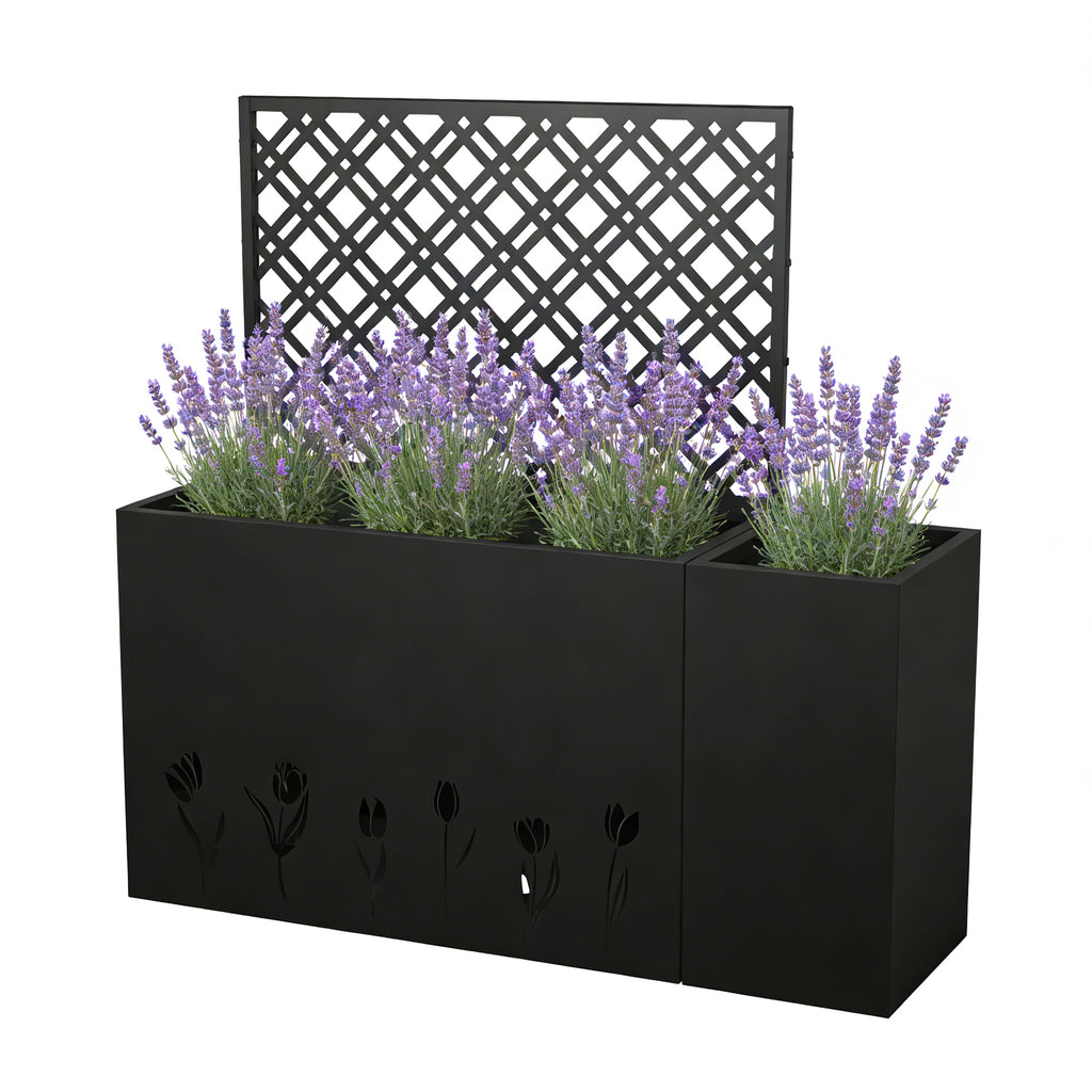 2-Piece Metal Planter Box with Trellis