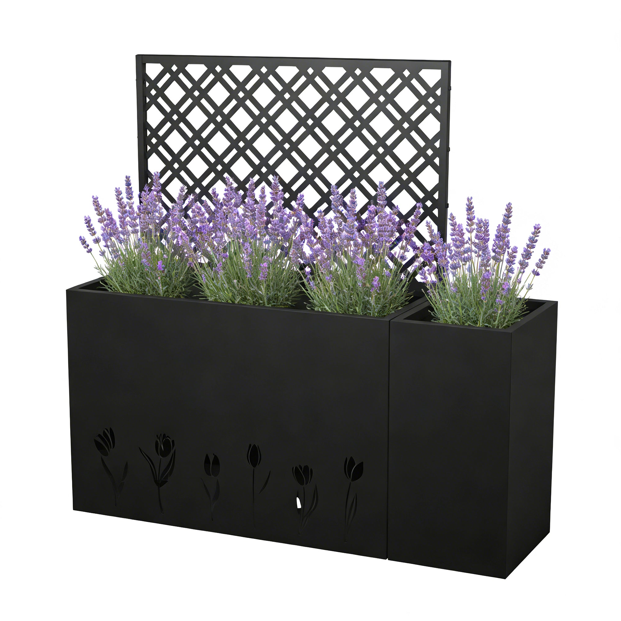 2-Piece Metal Planter Box with Trellis