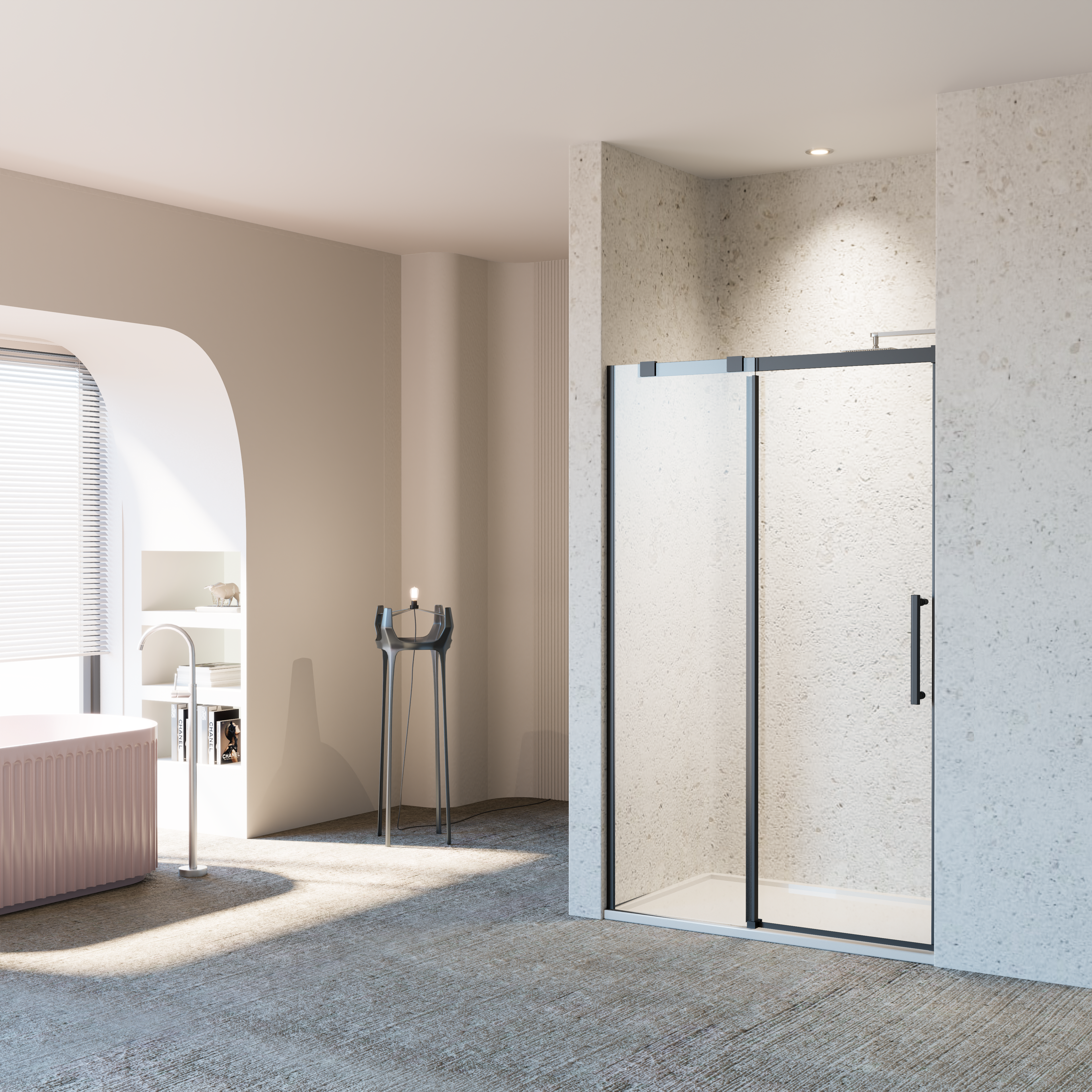 46-48" W * 76" H Frameless Single Sliding Shower Door