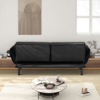 74" Black Sofa With Two Armrests & Throw Pillows